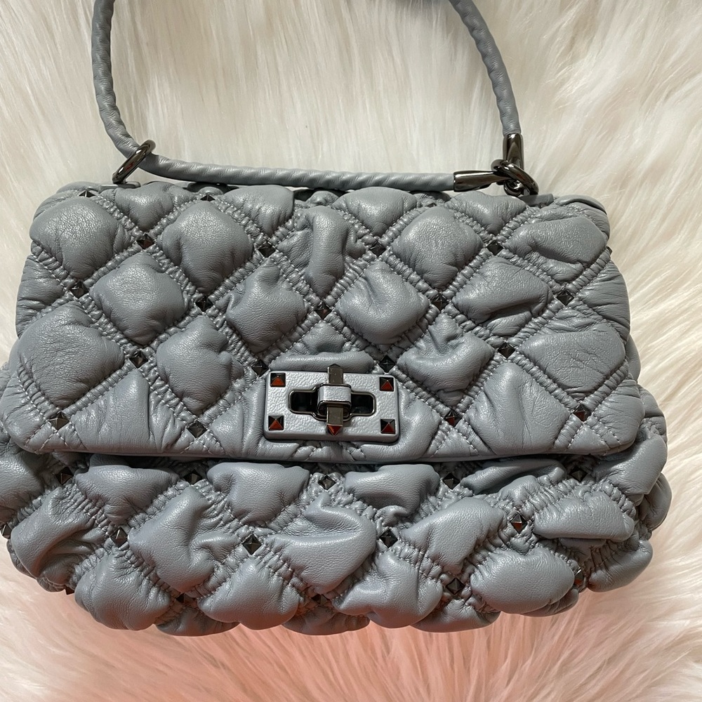 Valentino Grey Medium Nappa SpikeMe Shoulder Bag. - Picture 4 of 13